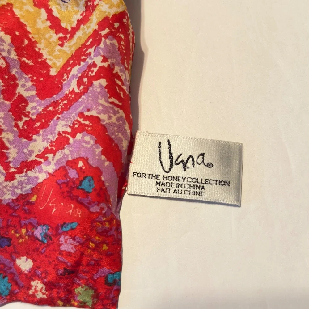 Vera The Honey Collection Silk Scarf Multicolor‎ Chevron Zigzag 50x11 Abstract